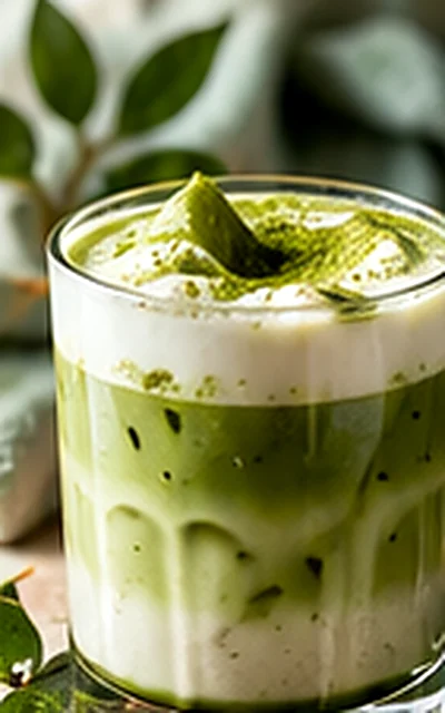Zielony napój matcha latte z mlekiem